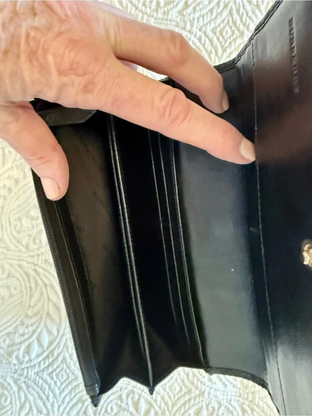 Burberry Black Pebbled Leather Long Wallet